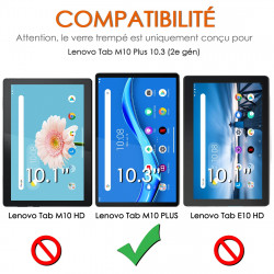 Écran Protection en Verre Trempé pour Lenovo Tab M10 Plus 10.3 - 2e Gén [Pack x2]