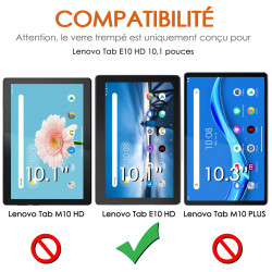 Écran Protection en Verre Trempé pour Lenovo Tab E10 HD 10,1 Pouces