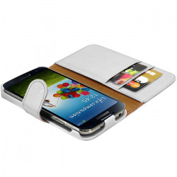 Housse Coque Etui Portefeuille pour Samsung Galaxy S4 couleur blanc