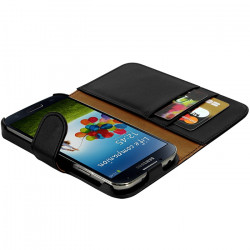 Housse Coque Etui Portefeuille pour Samsung Galaxy S4 couleur noir