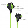 Écouteurs Bluetooth Tour de Cou Vert Spécial Sport pour Ulefone Armor 8 5G