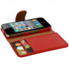 Housse coque Etui Portefeuille pour Apple iPhone 4/4S couleur rouge + Film