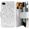 Housse coque Etui Portefeuille pour Apple iPhone 4/4S Style Diamant couleur Blanc + Film