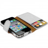 Etui Portefeuille pour Apple iPhone 4/4S Style Diamant couleur Blanc + Film