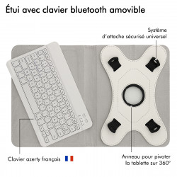 Étui de Protection Blanc avec Clavier Bluetooth pour Tablette Lenovo TAB3 10 Pouces
