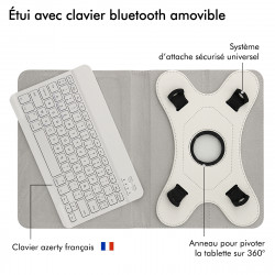 Étui de Protection Blanc avec Clavier Bluetooth pour Tablette Storex eZee’Tab 10Q16-L