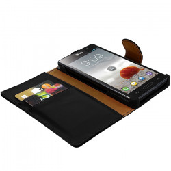 Housse Etui Coque Portefeuille Noir pour LG Optimus L9 + Chargeur Auto 