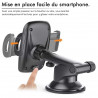 Support Téléphone Voiture Universel Pare Brise Tableau de Bord pour Smartphones