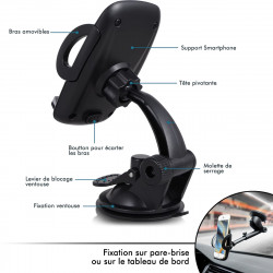 Support Téléphone Voiture Universel Pare Brise Tableau de Bord pour Smartphones