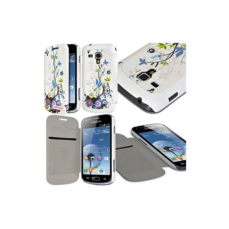 Coque Housse Etui à rabat latéral et porte-carte pour Samsung Galaxy S Duos avec motif HF01 + Film de Protection