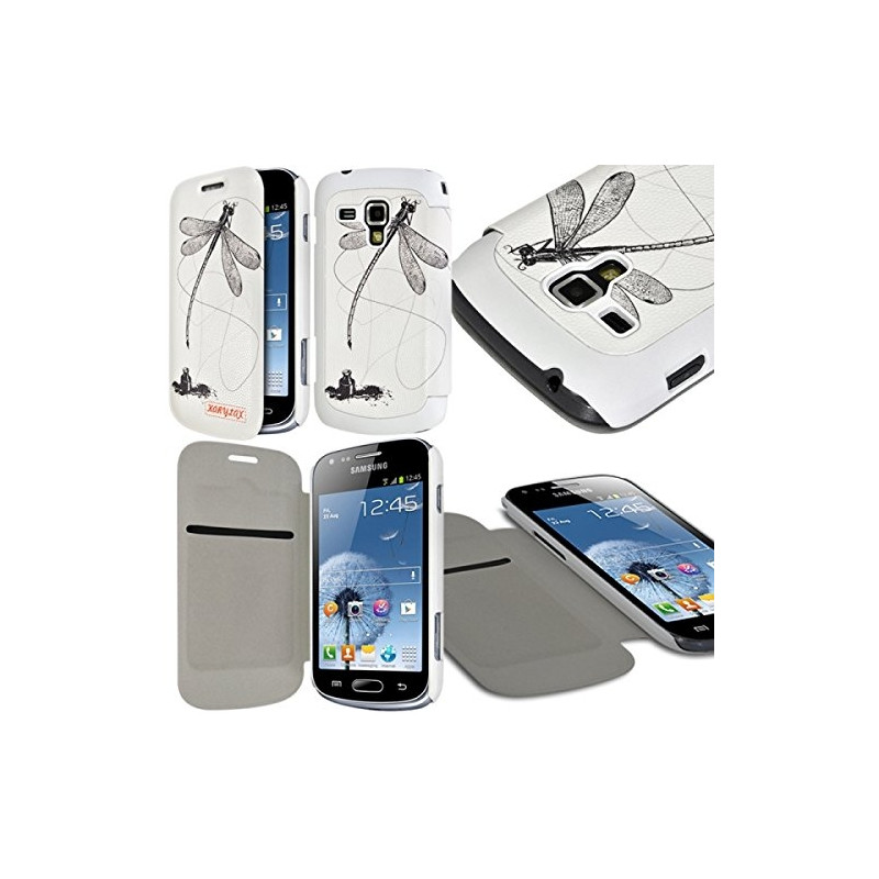 Coque Housse Etui à rabat latéral et porte-carte pour Samsung Galaxy S Duos avec motif LM01 + Film de Protection