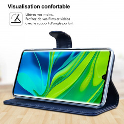 Étui Portefeuille et Support (Bleu Foncé) pour Smartphone Xiaomi MI Note 10 (2019)