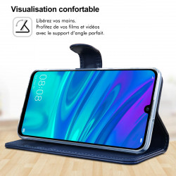 Étui Portefeuille et Support (Bleu Foncé) pour Smartphone Huawei P smart 2019 6.21 pouces