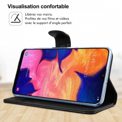 Étui Portefeuille et Support (Noir) pour Smartphone Samsung Galaxy A10 (2019) 6.2 pouces