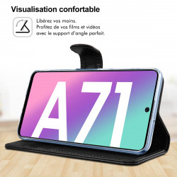 Étui Portefeuille et Support (Noir) pour Smartphone Samsung Galaxy A71 (2020) 6.7 pouces