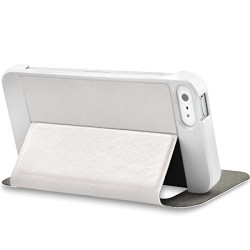 Etui Rigide à Rabat Latéral avec Fenêtre pour Apple iPhone 5 / 5S + Film