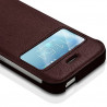 Etui Rigide à Rabat Latéral avec Fenêtre Couleur Marron pour Apple iPhone 5 / 5S + Film