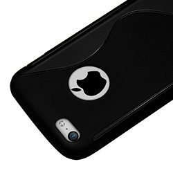 Housse Etui Coque S-Line couleur Noir pour Apple iPhone 5C + Film de Protection