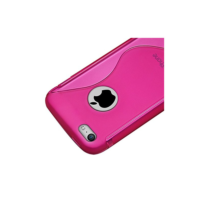 Housse Etui Coque S-Line couleur Rose Fushia pour Apple iPhone 5C + Film de Protection