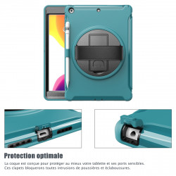 Coque Protection Intégrale Support (Noir) pour Apple iPad 8 10.2 Pouces (2020)