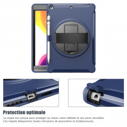 Coque Protection Intégrale Support (Noir) pour Apple iPad 7 10.2 Pouces (2019)