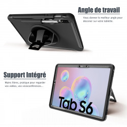 Coque Protection Intégrale Support (Noir) pour Samsung Galaxy Tab S6 Lite P615