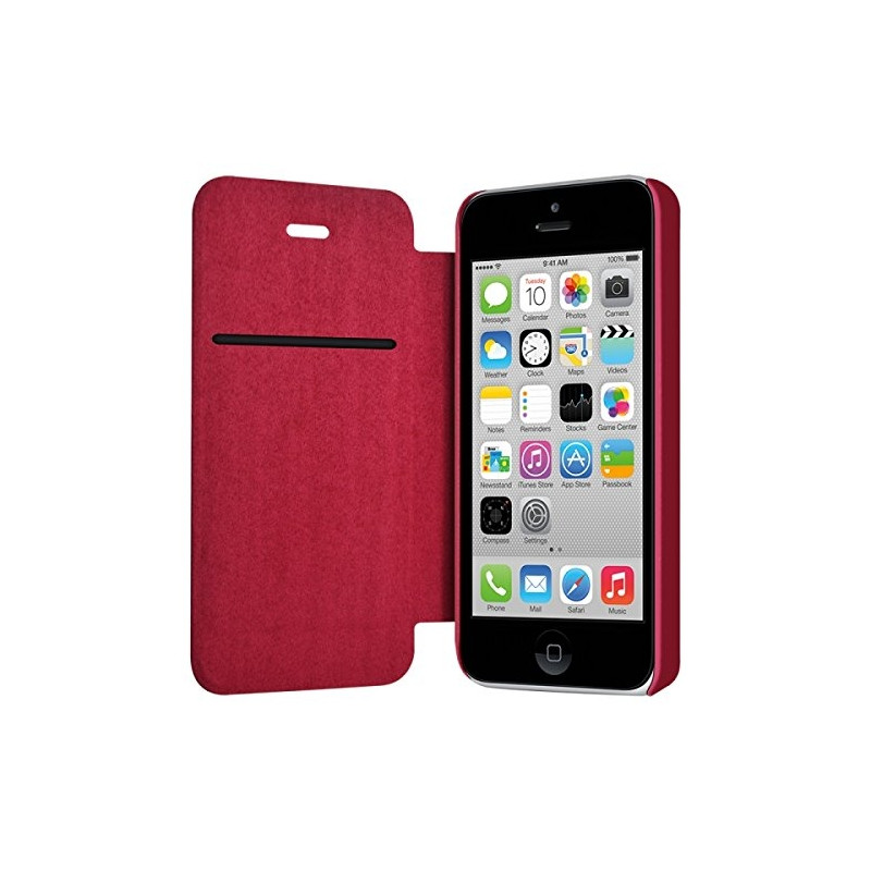 Etui à rabat latéral et porte-carte Rose Fushia pour Apple iPhone 5C + Film de Protection