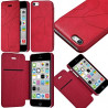 Coque Housse Etui à rabat latéral et porte-carte couleur Rose Fushia pour Apple iPhone 5C + Film de Protection