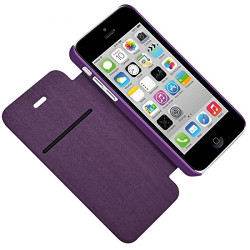 Etui à rabat latéral et porte-carte Violet pour Apple iPhone 5C + Film de Protection