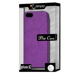 Etui à rabat latéral et porte-carte Violet pour Apple iPhone 5C + Film de Protection