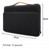 Sacoche Housse de Protection Double poche (S-Noir) pour Asus Chromebook 11.6"