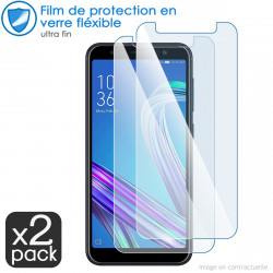 Pack 2 Verres Flexible + Etui à Rabat Universel M Blanc pour Google Pixel 4a