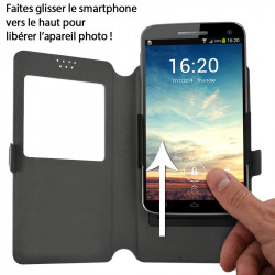 Pack 2 Verres Flexible + Etui S-View Universel M Blanc pour UMIDIGI One