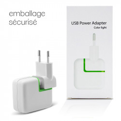 Chargeur Secteur 2 Ports USB Tablette Smartphone Apple, Samsung, Asus, Acer, Logicom, Wiko, LG, Kazam, Yezz