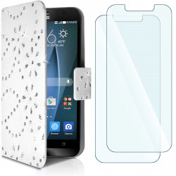 Housse Coque Etui Portefeuille Universel Style Diamant pour Archos 50 Helium 4G Couleur Noir