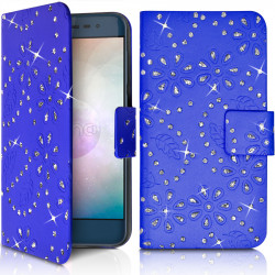 Housse Coque Etui Portefeuille Universel Style Diamant pour Archos 50 Helium 4G Couleur Noir