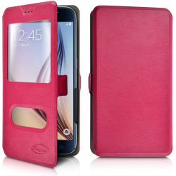 Etui double S-View Universel S Couleur rose fushia pour Samsung Galaxy S5 Mini