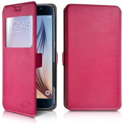 Etui S-View Universel S Couleur Rose Fushia pour smartphone Samsung Galaxy S5 Mini