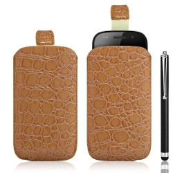 Housse coque étui pochette style croco pour Samsung Google Nexus S i9020 + Stylet