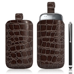 Housse coque étui pochette style croco pour Samsung Galaxy Naos i5801 + Stylet