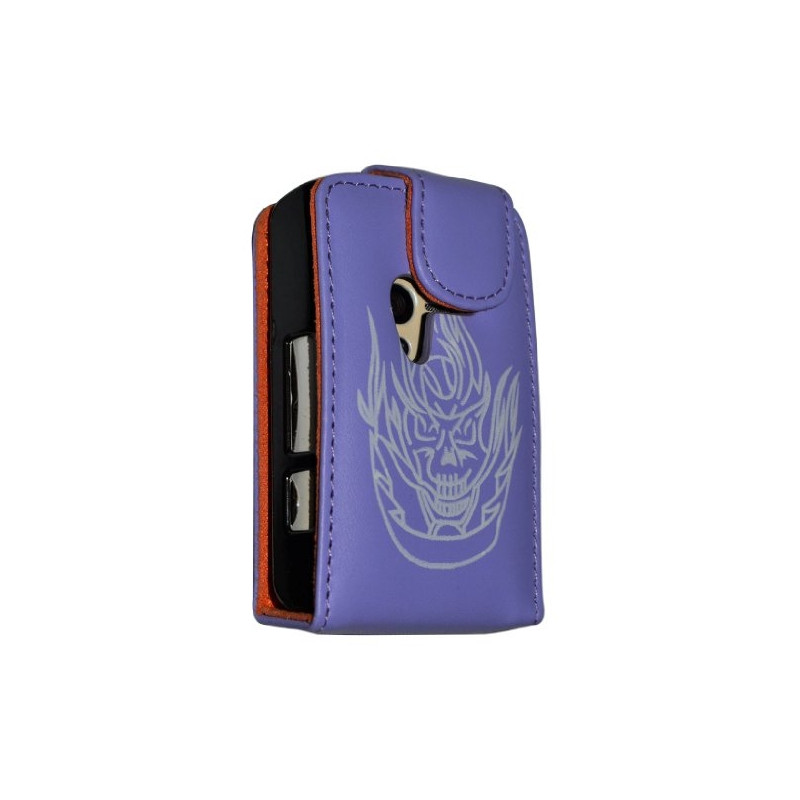 Housse coque étui Violet Tête de Mort pour Sony Ericsson Xperia X10 Mini + Film de protection d'écran