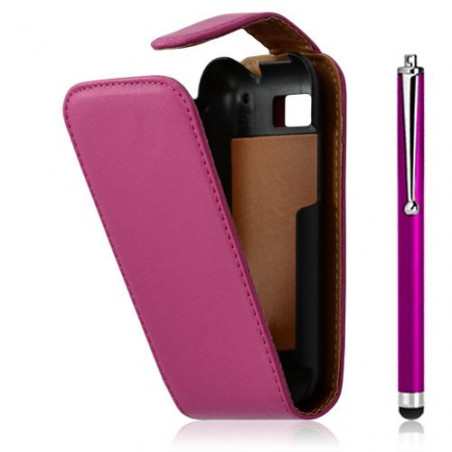 housse coque étui pour Motorola Defy couleur rose fuschia + Stylet luxe + Film protecteur