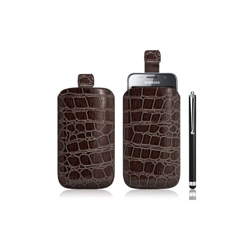 Housse coque étui pochette style croco pour Samsung Galaxy S i9000 + Stylet