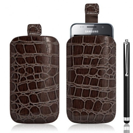 Housse coque étui pochette style croco pour Samsung Galaxy S i9000 + Stylet