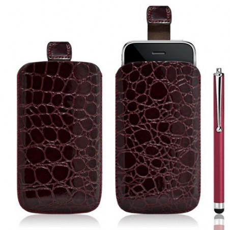 Housse coque étui pochette style croco pour Apple Iphone 3G/3GS + Stylet