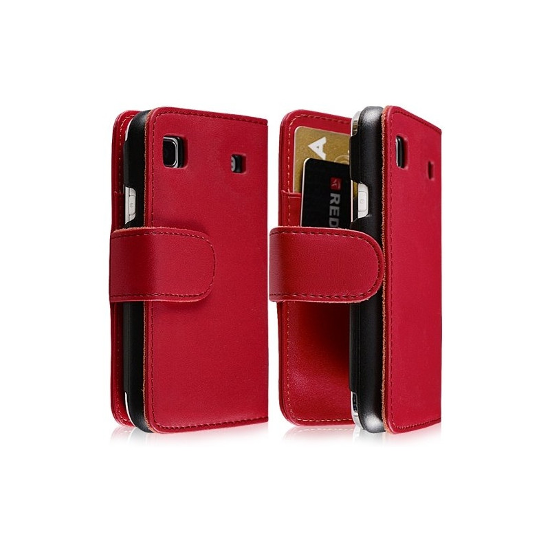 Housse coque étui portefeuille pour Samsung Galaxy SCL i9003 couleur rouge