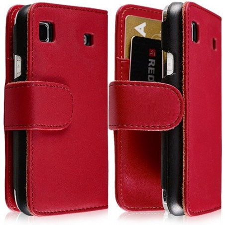 Housse coque étui portefeuille pour Samsung Galaxy SCL i9003 couleur rouge