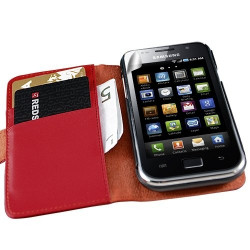 Housse coque étui portefeuille pour Samsung Galaxy SCL i9003 couleur rouge