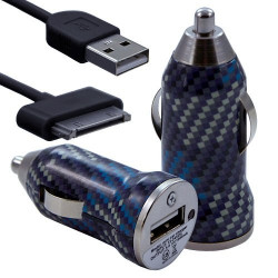Chargeur voiture allume cigare USB avec câble data avec motif CV04 pour Apple : iPod 2 / iPod 4G / iPod 5G / iPod Photo / iPod 