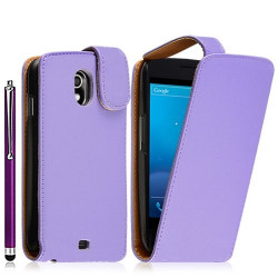 Housse coque étui pour Samsung Galaxy Nexus couleur violet + stylet luxe + film protecteur